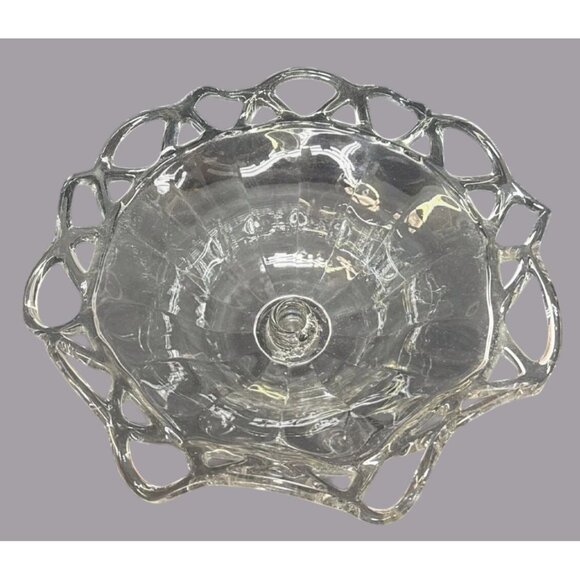 Vtg Imperial Glass Crocheted Edge Crystal Epergne Centerpiece Elegant Design 11" - Picture 5 of 7